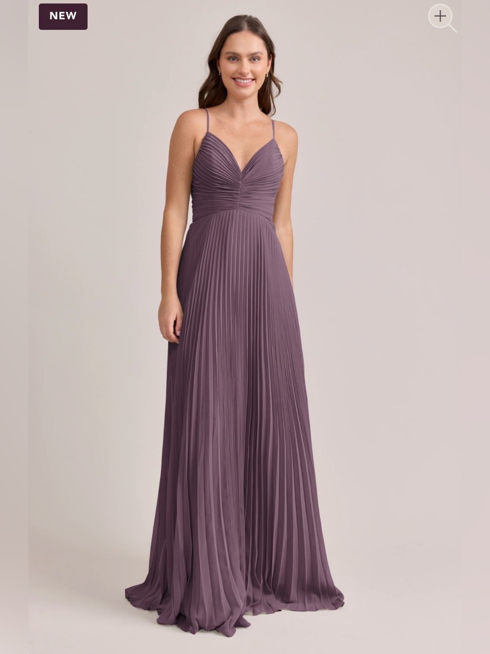 Revelry Vivian Chiffon Pleated Dress in Dusty Purple